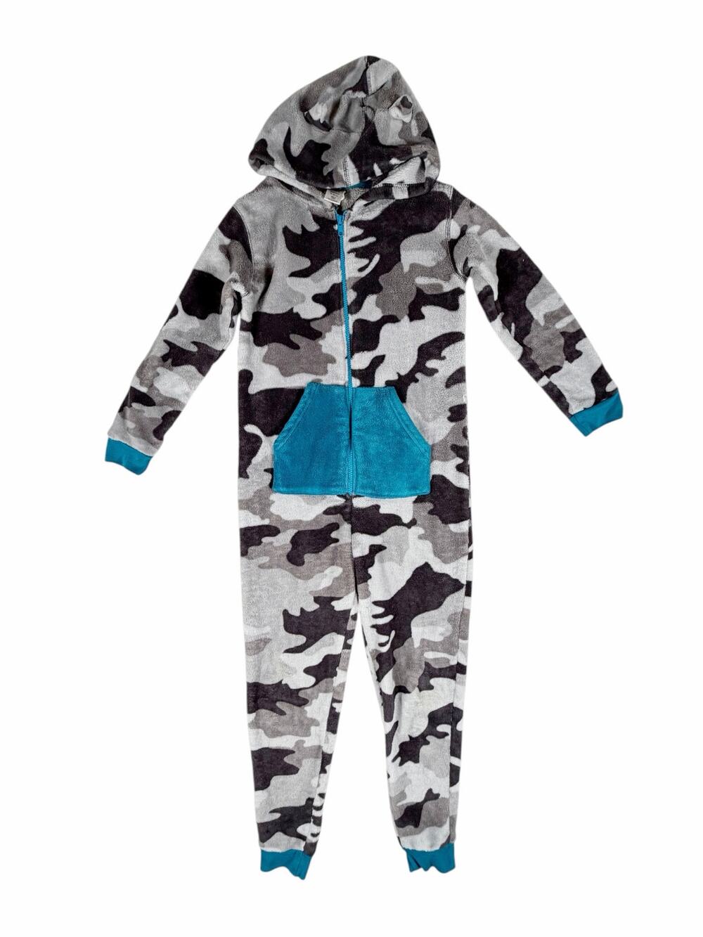 Tucker + Tate Camo Hooded Fleece One-Piece Pajamas Size 8-10 medium